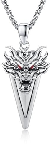 ZIPPICE Pfeilspitze Halskette Männer 925 Sterling Silber Drachen Kette Pfeil Drachen Halskette Anhänger Wikinger Kette Amulett Schmuck für Männer Sohn Freund Damen Geschenke