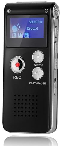 Helterfolg 32GB Dictaphone Voice Recorder, USB Rechargeable Tape Recorder with Playback, Portable Sound Recorder with Multifunctional Digital Audio & MP3 Play(Black)