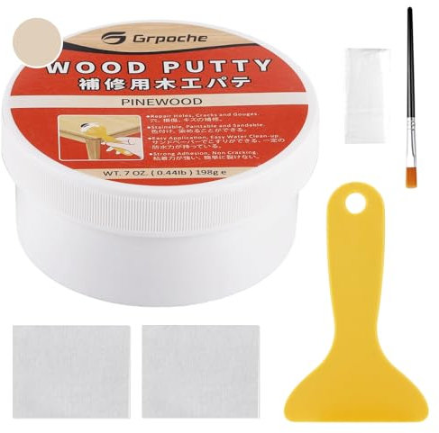 Mastic à Bois 200g, Mastic À Bois Décoratif Rebouche Bois pour Gros Trous et Fissures Bois Clair, Séchage Rapide (Pinède)