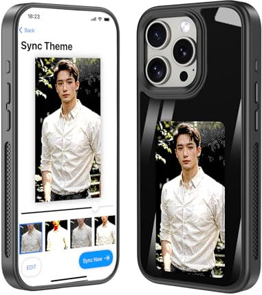 Kyyivwine Smart Ink Phone Case für iPhone 14 Pro Max,NFC innovative Technologie Bildzuordnung DIY Design APP One-Click Bildwechsel,Anti-Fall TPU Custom Image Display Ink Phone Case (Schwarz/Mesh-Stil)