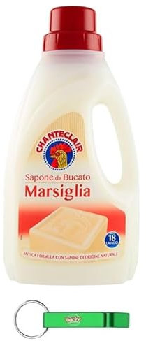 12x Chanteclair Sapone da Bucato Marsiglia - Marseille-Waschseife - Ideal für die schonende Reinigung von Stoffen 18 Wäschen - 1000ml + Beni Culinari Kostenloser Schlüsselanhänger