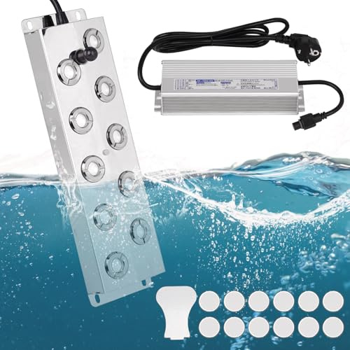 MUALROUS 10 Testa Nebulizzatore ad ultrasuoni 7L/H Umidificatore a Nebbia ad Ultrasuoni 350W Alimentatore Impermeabile per Stagno Serra Giardino Decorazione di Halloween