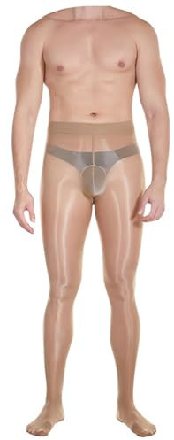 Foweknow Sexy Herren Männer Strumpfhose mit geschlossener Penishülle Penisbeutel Nylon Fetish Stockings Pantyhose Tight Unterwäsche
