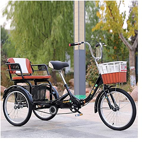 Lastdreiräder für Erwachsene, Cross-Bikes ab 50,8 cm, faltbar, für Erwachsene, 3 Räder, Dreirad-Manower-Pedal mit Einkaufskorb und Dreirad-Rücksitz