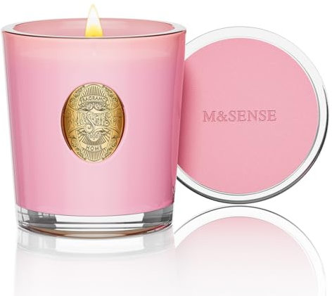 M&SENSE Duftkerzen im Glas Pfingstrose Erröten,290g Candle Duftkerze Natürliche Soja-Kerze,Bunte Kerzengeschenke für Frauen & Männer,Aromatherapie Kerze zur Entspannung,10.2 oz 55 Stunden Brenndauer