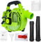 26cc Petrol Leaf Blower, 380CFM Petrol Backpack Leaf Blower, Air Blower Snow Blower 2-stroke Single Cylinder Air-cooled Engine, Leaf Blower for Garden Yard Lawn Care Road Cleaning (Green)