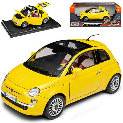Motormax FIAT 500 Nuova Gelb Coupe 2007-2014 1/18 Modell Auto