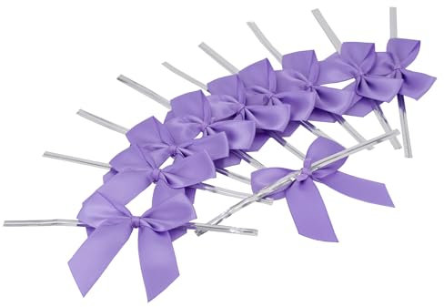 Creativery Satinschleifen 5cm 10 Stück - Farbauswahl - farbecht & waschbar - Schleifen mit entfernbarem Draht - Fertige Geschenkschleifen zum Dekorieren Basteln Aufnähen Kleben - Flieder
