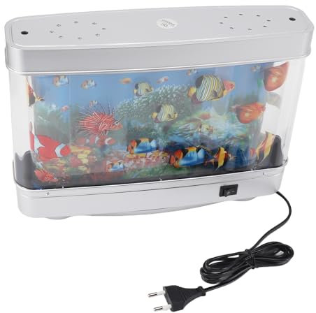 Zerodis Fake Fish Tank Mini Aquarium, Faszinierende Bewegende Bilder von Fisch Im Tank Kleine Exquisit Lebende Lärm LED LED Künstliche Fischtanklampe Dekorative Aquariumlampe für