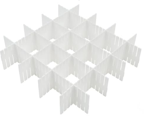 Wenrescry 16 Separadores de Cajones 32x7 cm – Divisores Ajustables y Recortables de Plástico PP – Organizador para Ropa Interior, Calcetines y Cosméticos