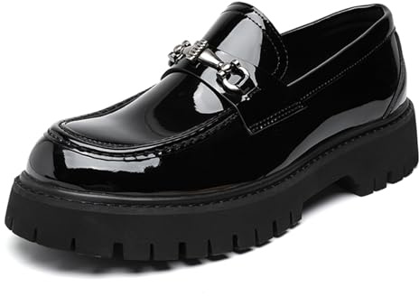 Sekiueo Herrloafers Platåskor Läder Rundtå Moderna Affärsskor Formella Arbetsskor,Black b,38 EU