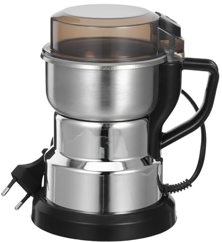 Elektrische Getreidemühle für Mehl, Kompakt, Edelstahl und Kunststoff | Kleiner Mahlwerk mit Hochgeschwindigkeitsmotor, Tragbar für Unterwegs, für Kaffee und Bohnen