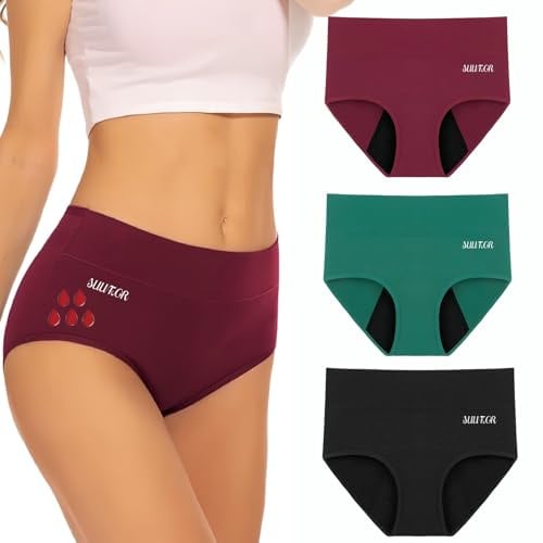 SUUFOR Periodenunterschwäsche Starke Blutung 60ML, Hohe Taille Hohe SaugfäHigkeit Perioden Unterwäsche, Atmungsaktiv Lecksicher Menstruationsunterwäsche MäDchen & Frauen