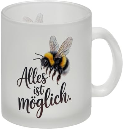 speecheese Glas Tasse Alles ist möglich Hummel Mit lustigem Spruch | für Büro und Homeoffice