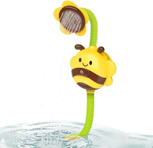 Douchette Enfant - Ventouse Électrique Rotatif en Forme d'abeille - Pulvérisateurs À Eau pour - dès 3 Ans, Bain et Jeu, lavabo Domestique, Porte en Verre