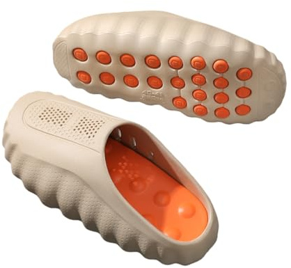 LSQSLBD Chaussons Hommes Femmes Pantoufles Glisser sur Clogs Respirant Creux Hors Plate-Forme Glisse Antidérapant Eva Casual Été Sandales De Plage Unisex-Beige Orange 286-44-45