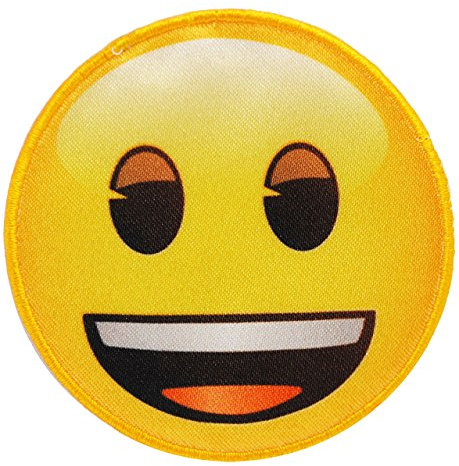 alles-meine.de GmbH 3 Stück Bügelbilder - Emoji - lacht/lachendes Gesicht - 6,7 cm * 6,7 cm - Aufnäher & Applikationen - gewebter Flicken - Bügelflicken/Hosenflicken -..
