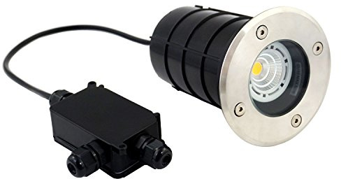 UKEW GU10 LED Recessed Ground Lights - Stainless Steel Marine Grade 316 IP67 Waterproof Buried Uplighters - Underground Lamp for Walkover Drive Pathways (Round)