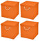 Stick&Shine 4er Set Orange Faltbox 15 x 15 x 15 cm Aufbewahrungsbox faltbar mit Kordel und mit Deckel