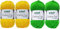 SB Pack Gründl Cotton Fun Häkelset für Topflappen Inhalt 4x50g Material 100% Baumwolle incl. Gratis Häkelanleitung und Häkelnadel (Grün, Gelb)