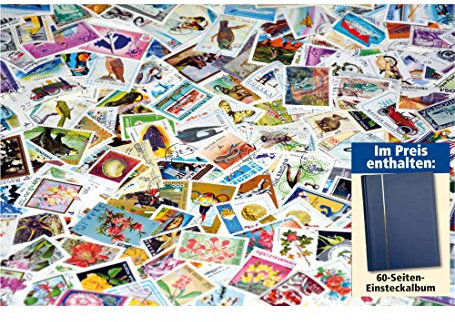 Goldhahn 500 Motivmarken mit 60 Seiten Einsteckalbum Briefmarken für Sammler