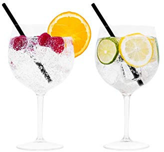 Bello Set of 2 600ml Reusable Plastic Gin Tonic Balloon Cocktail Glass