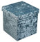 HomeHarmony® Crushed Velvet Quilted Top Folding Storage Ottoman Seat, Stool, Toy Storage Box (Medium Teal)