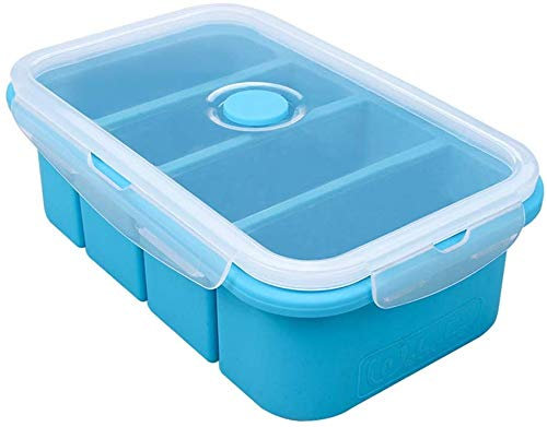 Webake Congelador de silicona con tapa, recipiente para alimentos, recipiente para cubitos de hielo