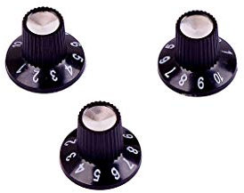 Alnicov 3pcs Guitar Amplifier Knobs AMP Skirted Volume Tone Control Knobs for Guitar Parts(Black&Silver)
