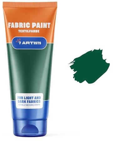 7 Artists Textilfarbe Acrylfarbe Waschmaschinenfest Grün 60 ml – Stoffmalfarben Waschfest für Stofftaschen zum Bemalen, T-Shirt, Leder, Jeans | Fabric Paint für Kleidung, Schuhe
