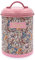 Lesser & Pavey Pink Sugar Canister Golden Lily Floral Flowers Tin Metal Container Storage Lid