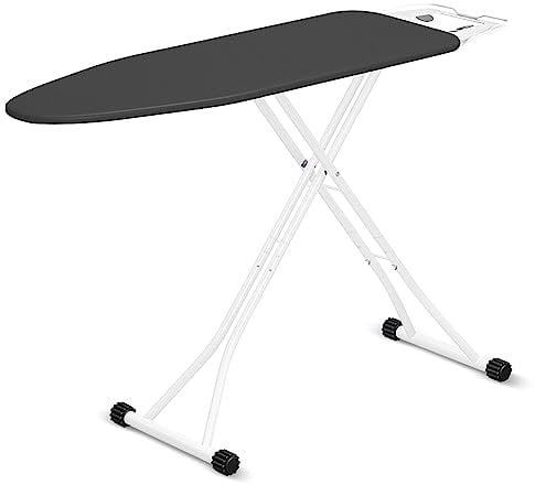 Hibtn Ironing Board, 110 x 30cm - T Leg Design Folding Non Slip Adjustable Height 85-92cm Lightweight Iron Board Rack, Black
