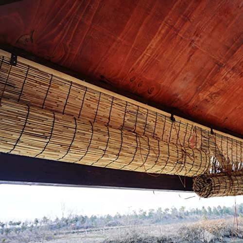 kufu01 Bambus Rollo Retro-Stil,Bambusrollo Seitenzugrollo mit Vrtikaler,Raffrollo Bambus Schilfvorhang für Hotel-Hintergrund-Wand-Decke,Atmungsaktiver UV-Schutz (70x140cm/28x55in)