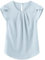 TASAMO Woman Shirts Basic Chiffon Round Neck Keyhole Back Pleated Casual Cap Sleeves Tee(Medium, Light Blue)