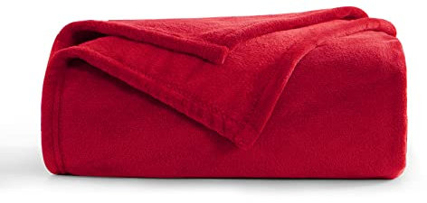 Aisbo Kuscheldecke Flauschig Decke Rot - Fleecedecke Warme Sofa Decke für Winter, Kuschlige Wohndecke Kinder Weich als Wohnzimmer, Blanket 130x150 cm Klein Couchdecke
