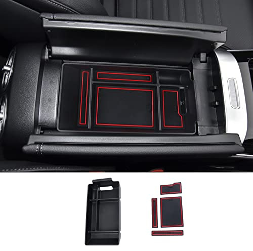 CDEFG Mercedes W206 C Klasse 2024 2023 Mittelkonsole Armlehne Organizer Armlehnen Aufbewahrungsbox Handschuhfach Aufbewahrung Auto Center Console Tray W206 Zubehör (Rot)