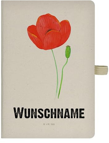 Mr. & Mrs. Panda DIN A4 Personalisiertes Notizbuch Blume Mohnblume - Personalisierte Geschenke, DIN A4 Notizbuch Kariert Mit Namen, Religion,
