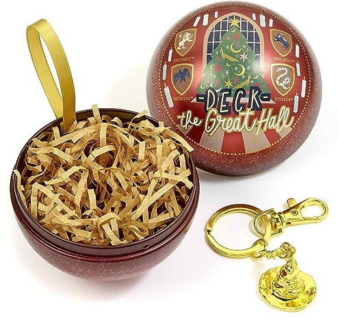 Harry Potter Official Deck The Great Hall Christmas Bauble with Sorting Hat Keyring
