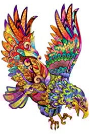 WOODVIO - Wooden jigsaw puzzle for adults and kids - Eagle, bird-shaped fantasy puzzle, 207 unique shaped pieces, size King (49 x 33 cm)