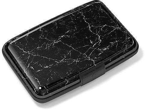 Rimilak Aluminuml Kreditkartenetui, Mini-Kreditkartenetui, RFID-blockierend, schlankes Metall-Hartschalenkoffer für Damen und Herren, Schwarz Mable, S, Kompakt