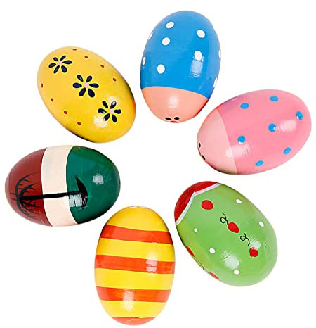 Eier Maracas, Musical Egg Shaker, Musikalische Ei Maracas, Eier Shaker, Percussion Musikintrument, Musikeier, Schütteleier, für Eltern-Kind-Aktivitäten, 6 Stücke, Zufälliger Stil