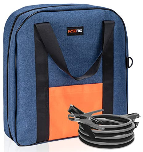 WISEPRO 15 Inch Jumper Cable Storage Bag, Car Battery Jump Leads Storage Bags, EV Charging Cables, Extension Cords and Hoses (Blue)