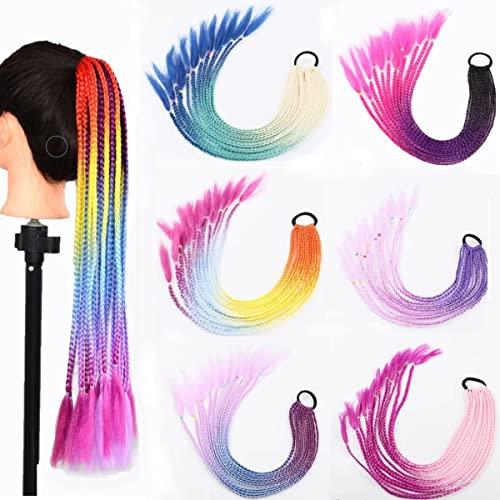 KARLOR farbige Haarsträhnen, 12 Strähnen 60cm, lange bunte Zopf Haarverlängerungen Kinder Mädchen Jumbo Braids Kanekalon geflochten Haarteil Extensions mit Haargummi Erwachsene(Lila-blau-helllila#56)