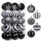 SHareconn 30 Piezas de 60 mm/2.36 de Adornos de Bola de Navidad, 5 Colores, Fiestas, Bolas de Árbol para Decoración de Vacaciones,Blanco Y Negro