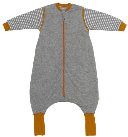 schlummersack Schlafsack mit Füßen 2.5 Tog 90 cm Grau aus Modal | Kinder Schlafsack mit Beinen und verlängerten Bündchen für eine Körpergröße 90-100cm | Ganzjahres Füßen 2.5 Tog