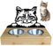 LEFEVRE PARIS • Support gamelles pour Chat en métal et Bois/Bambou Personnalisable. Gamelle Chat personnalisée. 2 écuelles en INOX Inclus. Longueur 350 mm, Hauteur 258 mm. Made in France