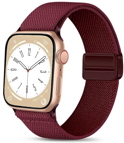 Issinlky Sport Solo Loop Compatible con Apple Watch Band 38mm 40mm 41mm, Ajustable banda magnética de nylon elástico para iWatch Serie 9 8 7 6 5 4 3 2 1 SE