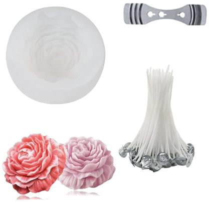 Niaciswe Silikonform Kerzen Pfingstrose Blume Kerzengießformen Groß Pfingstrose Silikonform Kerzenform Silikon Blume Silikonform Kerzen 3D DIY Silikonform Kerzen Gießen Formen Kerzen Formen Silikon