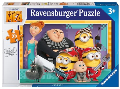Ravensburger Minions Puzzle „Ich – Einfach Unverbesserlich 4“, für Kinder ab 3 Jahren, 35 Teile, pädagogisches Kleinkindspielzeug, Film 2024