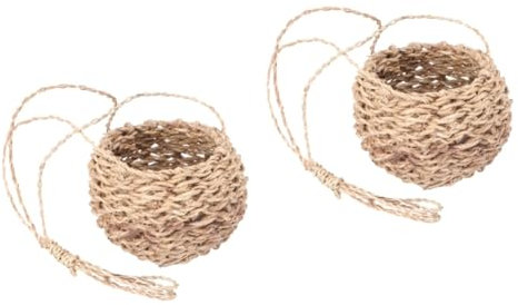 Warmhm Lot De 2 Paniers Suspendus Pour Plantes Mini Paniers Tissés En Corde Pour Plantes Paniers De Rangement